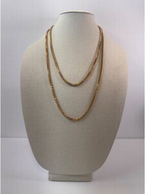 Monet Gold Tone Box Chain Necklace 54” Long Vintage Layering Wrap Chain